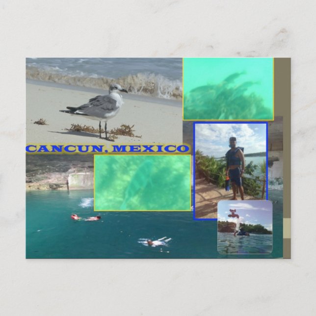ANPASSNINGSBAR POSTCARDS- CANCUN COLLAGE 10 VYKORT (Framsida)