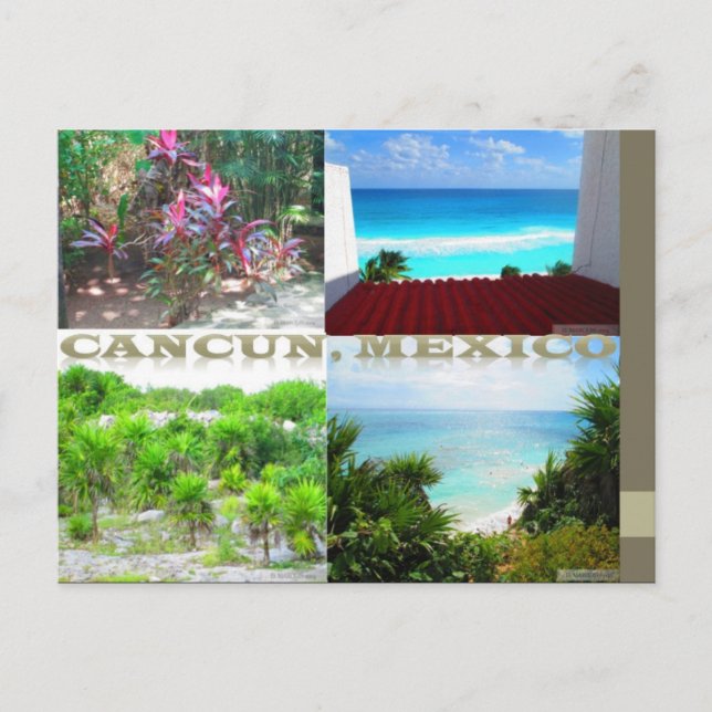 ANPASSNINGSBAR POSTCARDS- CANCUN COLLAGE 11 VYKORT (Framsida)