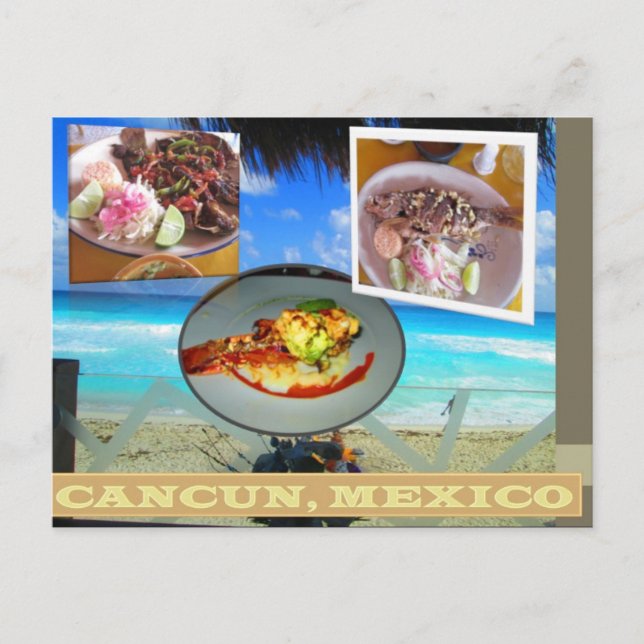 ANPASSNINGSBAR POSTCARDS- CANCUN COLLAGE 6 VYKORT (Framsida)