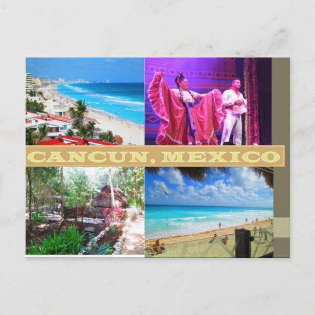 ANPASSNINGSBAR POSTCARDS- CANCUN COLLAGE 9 VYKORT (Framsida)