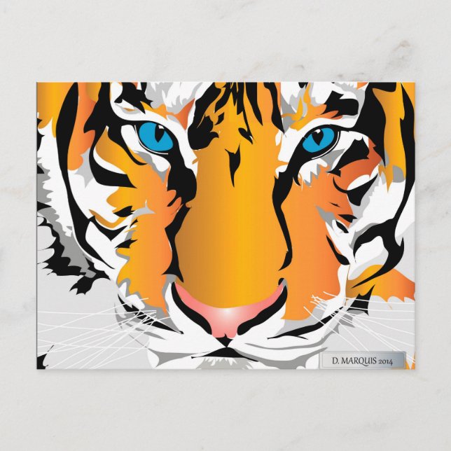 ANPASSNINGSBAR POSTCARDS- TIGER-ORANGE VYKORT (Framsida)