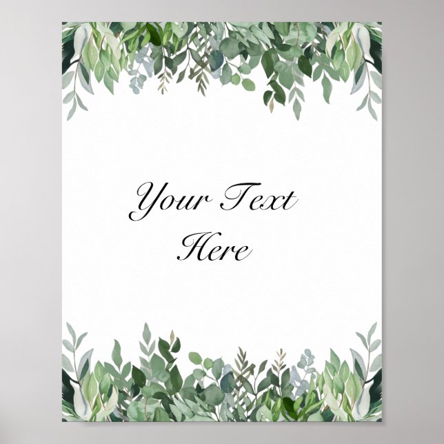 Anpassningsbar Poster Eucalyptus Greenery Sign (Framsidan)