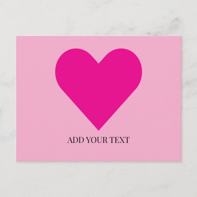 Anpassningsbar postkort med rosa hjärta helg vykort (Framsida)