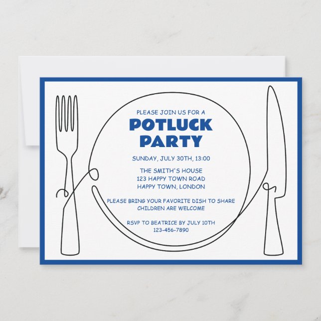 ANPASSNINGSBAR POTLUCK-FEST INBJUDNINGAR (Framsida)