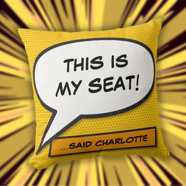 Anpassningsbar pratbubbla för rolig seriebok kudde (Custom Message Speech Bubble Fun Comic Book Throw Pillow)