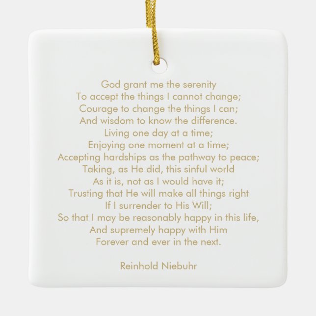 Anpassningsbar prayer sång citattext elegant 2 sid julgransprydnad keramik (Framsida)