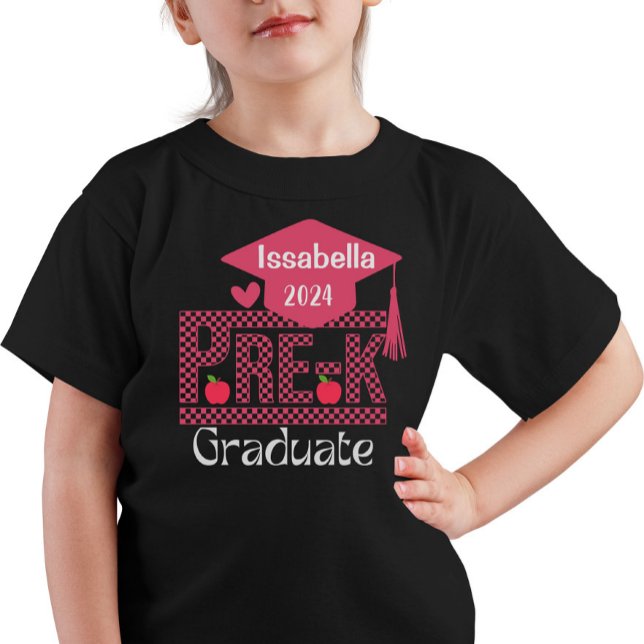 Anpassningsbar Pre-K Grad Chekered och Cap for Gir T Shirt (Skapare uppladdad)