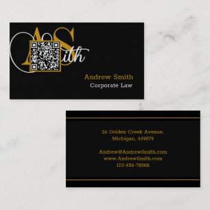 Anpassningsbar Premium Black & Guld, QR-kod, Profe Visitkort