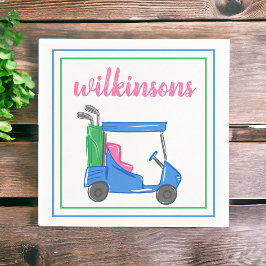 Anpassningsbar Preppy Blue Golf Cart Cocktail Part Pappersservett