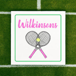 Anpassningsbar Preppy Rosa Tennis Racquets Cocktai Pappersservett