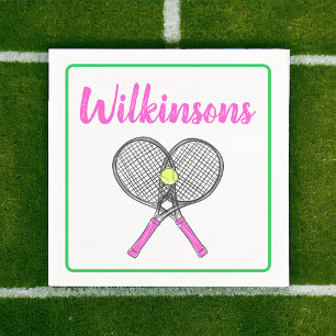 Anpassningsbar Preppy Rosa Tennis Racquets Cocktai Pappersservett
