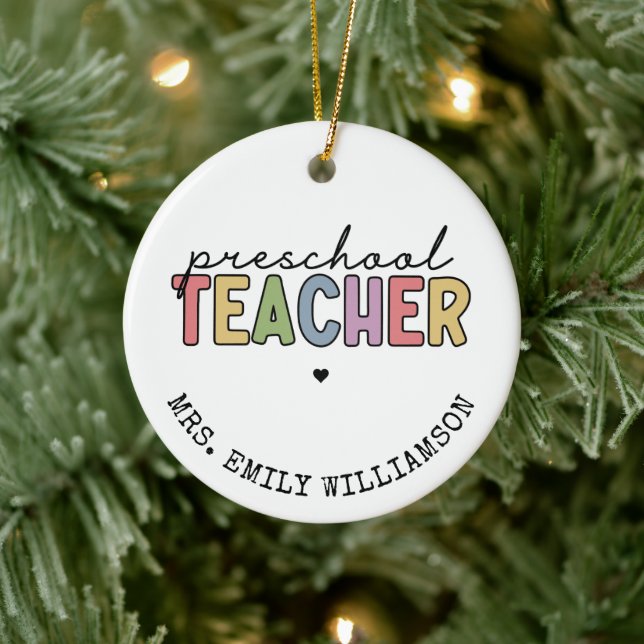 Anpassningsbar Preschool Teacher Personlig Gifts Julgransprydnad Keramik (Träd)