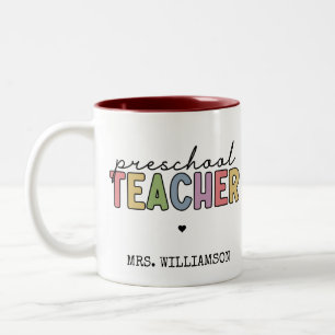 Anpassningsbar Preschool Teacher Personlig Gifts Två-Tonad Mugg
