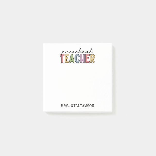Anpassningsbar Preschool Teacher Personlig Post-it Block (Framsida)