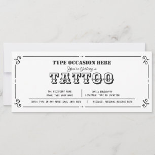 Anpassningsbar presentkupong för tatuering Alla ti Inbjudningar