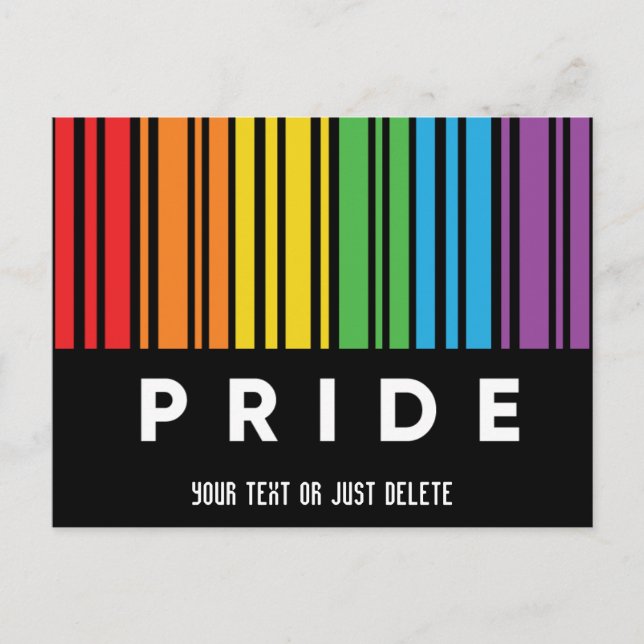 Anpassningsbar Pride-regnbågsstreckkod LGBTQIA+ Inbjudan Vykort (Framsida)