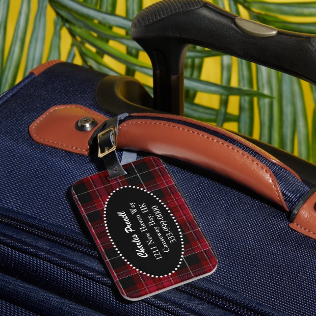 Anpassningsbar Pride Wales Tartan Play Luggage Tag Bagagebricka (Framsida Insitu 1)