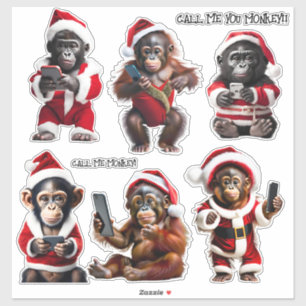 Anpassningsbar Primat Ape Funny, Juli, ring mig Klistermärken
