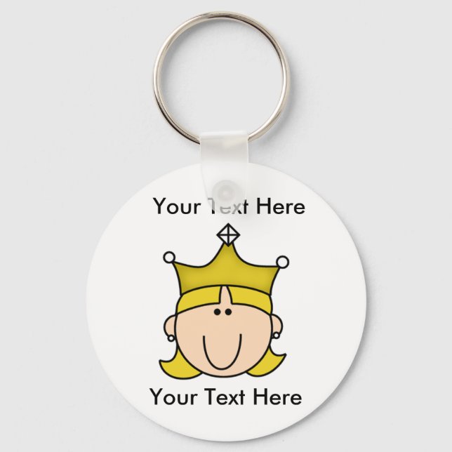 Anpassningsbar Princess Blonde Keychain Nyckelring (Framsida)