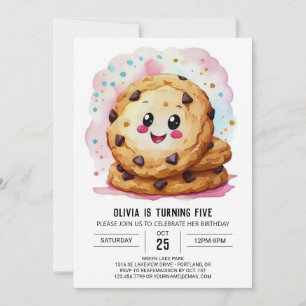Anpassningsbar Printable Rosa Cookies Birthday Inbjudningar