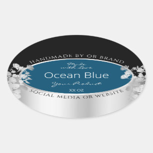 Anpassningsbar Produktetiketter Oceanien Blue med Ovalt Klistermärke