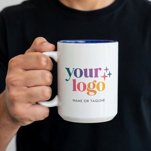 Anpassningsbar Promo Business Logotyp Mugg (Mug shown in 15 oz choose your size and color before check out.)