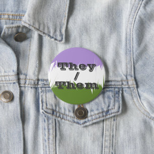 Anpassningsbar Pronomen Spiky Genderqueer Pride Fl Knapp