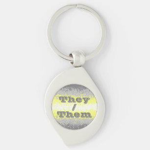 Anpassningsbar Pronomen Trippig Demigender Pride F Swirl Silverfärgad Nyckelring