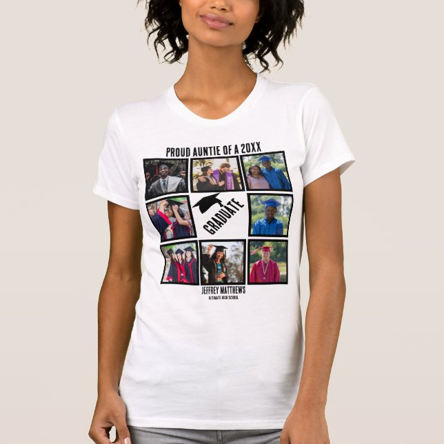 Anpassningsbar Proud Auntie Studenten Photo Collag T Shirt (Framsida)