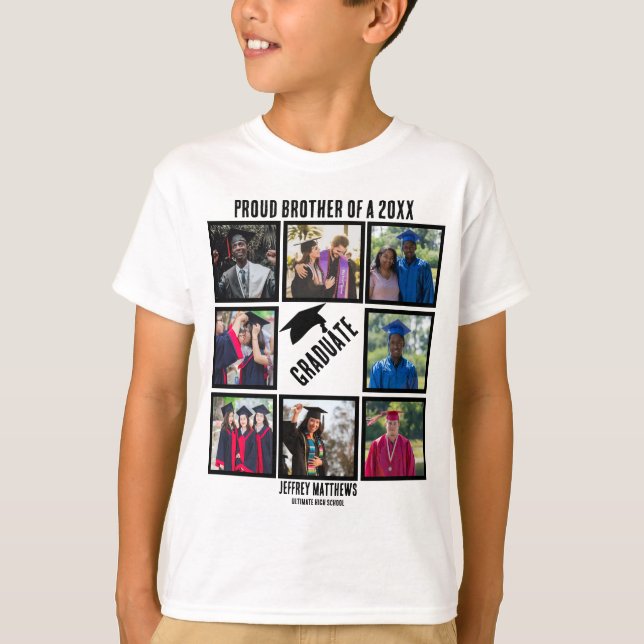 Anpassningsbar Proud Brother Studenten Photo Colla T Shirt (Framsida)