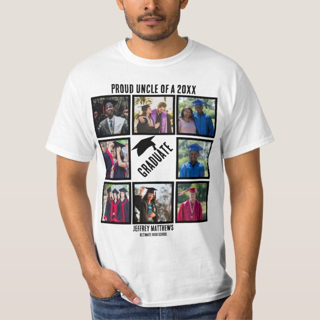 Anpassningsbar Proud farbror Studenten Photo Colla T Shirt (Framsida)