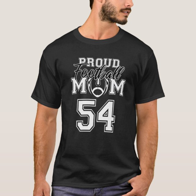Anpassningsbar Proud Football Mamma nummer 54 Pers T Shirt (Framsida)