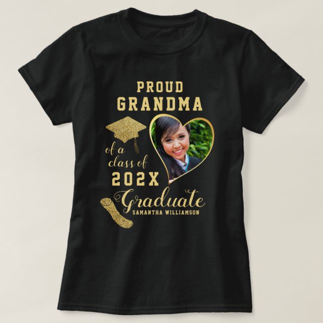 Anpassningsbar Proud Grandma av klass 2025 Student T Shirt (Design framsida)