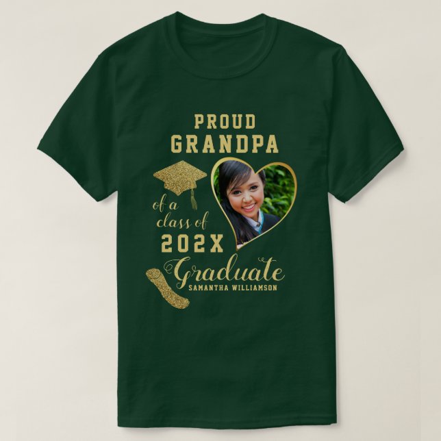 Anpassningsbar Proud Grandpa av klass 2025 Student T Shirt (Design framsida)