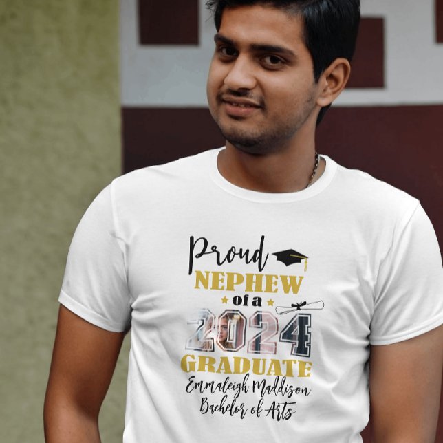 Anpassningsbar Proud Nephew Photo 2024 Student T Shirt (Skapare uppladdad)