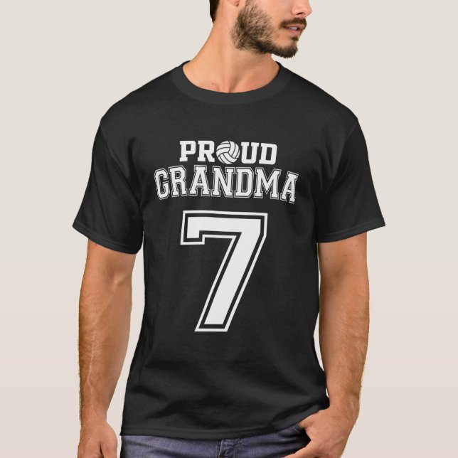 Anpassningsbar Proud Volleyball Grandma nummer 7 P T Shirt (Framsida)