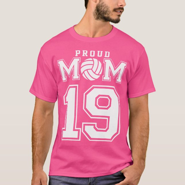 Anpassningsbar Proud Volleyball Mamma nummer 19 Pe T Shirt (Framsida)
