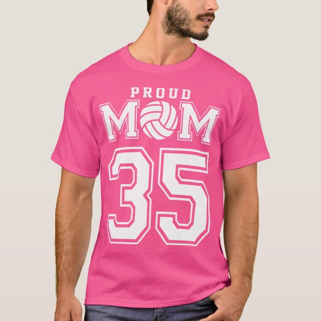 Anpassningsbar Proud Volleyball Mamma nummer 35 Pe T Shirt (Framsida)