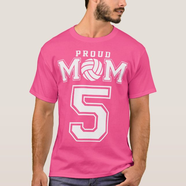 Anpassningsbar Proud Volleyball Mamma nummer 5 Per T Shirt (Framsida)