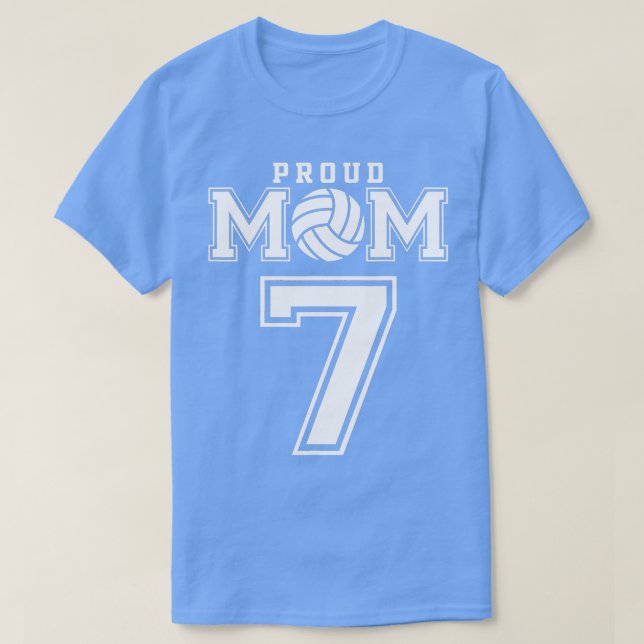 Anpassningsbar Proud Volleyball Mamma nummer 7 Per T Shirt (Design framsida)