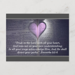 Anpassningsbar Proverbs 3:5-6 Bible Verse Heart Tr Vykort