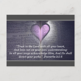 Anpassningsbar Proverbs 3:5-6 Bible Verse Heart Tr Vykort