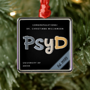 Anpassningsbar PsyD Doktor i Psychology Studenten Julgransprydnad Metall
