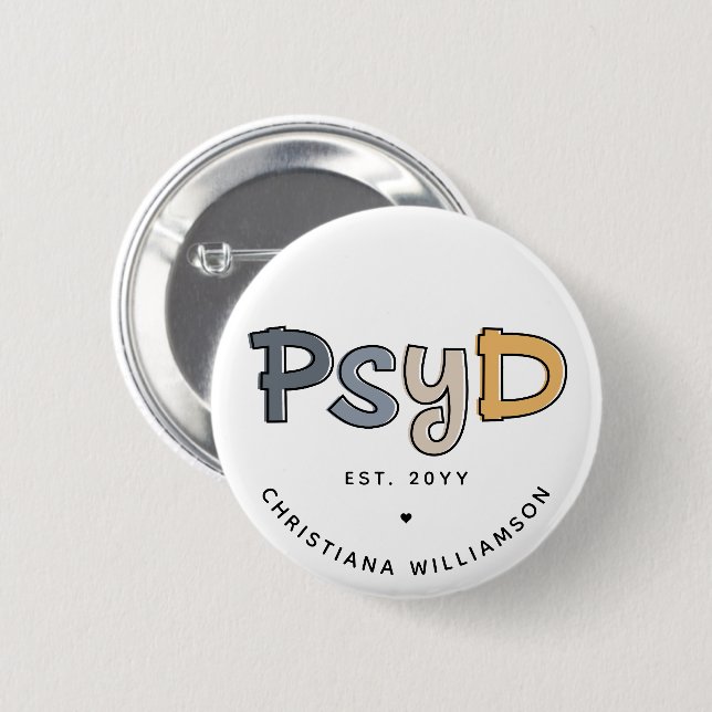 Anpassningsbar PsyD Doktor of Psychology Psycholog Knapp (Framsida & baksida)