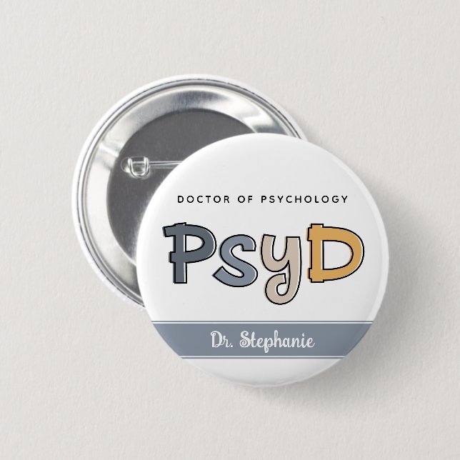 Anpassningsbar PsyD Doktor of Psychology Psycholog Knapp (Framsida & baksida)