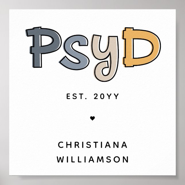 Anpassningsbar PsyD Doktor of Psychology Psycholog Poster (Framsidan)