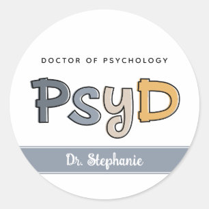 Anpassningsbar PsyD Doktor of Psychology Psycholog Runt Klistermärke