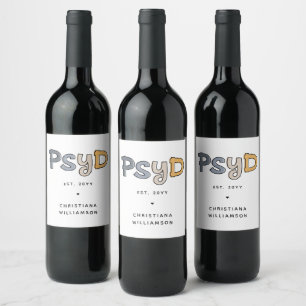 Anpassningsbar PsyD Doktor of Psychology Psycholog Vinflaska Etikett