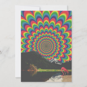 Anpassningsbar Psykedelisk Flamingo Collage Natur Julkort