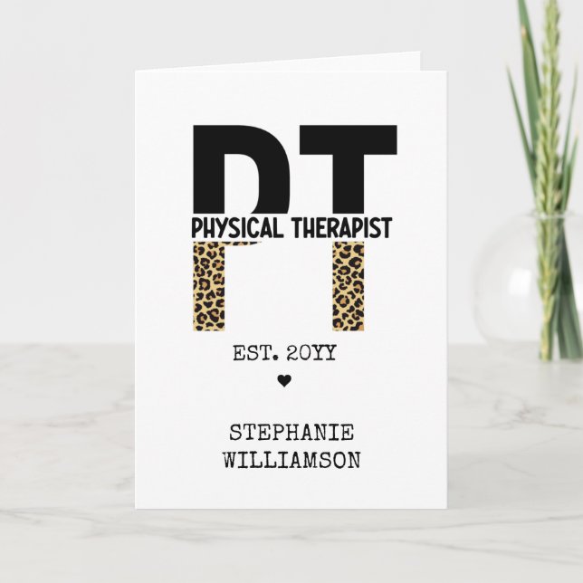 Anpassningsbar PT Physical Therapist Cheetah Print Kort (Framsida)